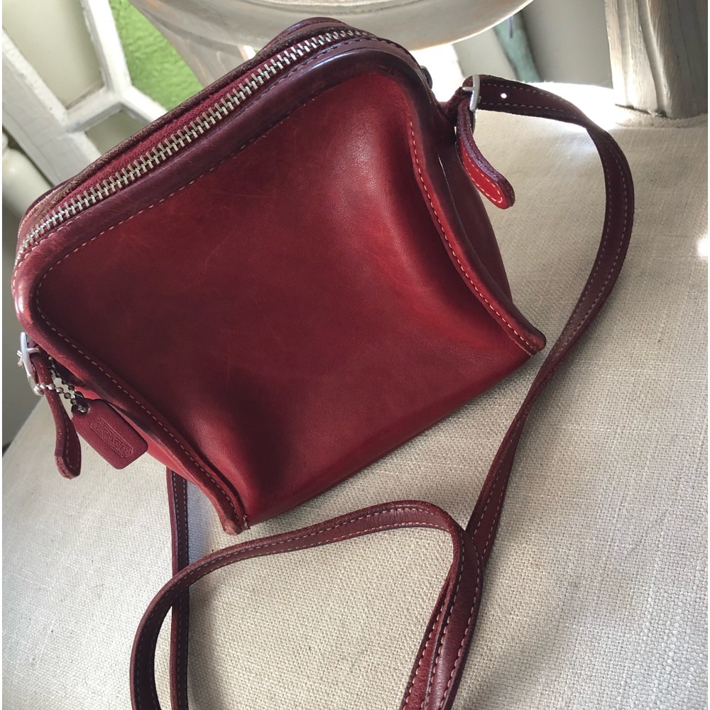 Vintage Coach Red Leather Bellini Mini Cross Body Purse #9139